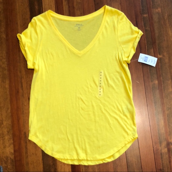 yellow v neck shirt womens